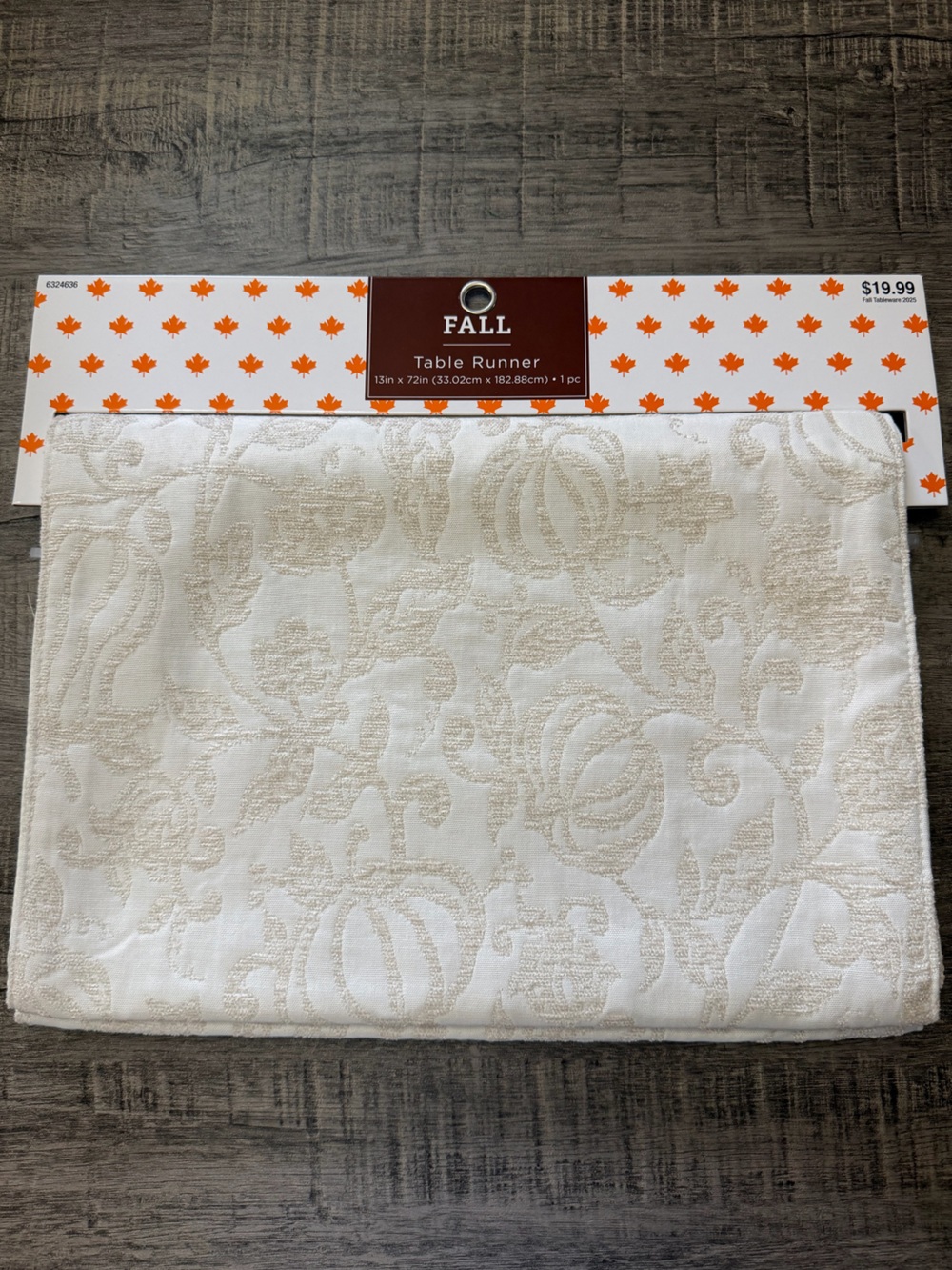 White/Cream Jacquard Pumpkin Table Runner
